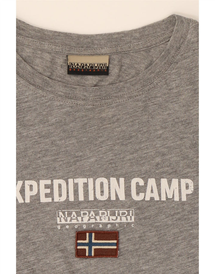 NAPAPIJRI Boys Graphic T-Shirt Top 13-14 Years Grey Vintage Napapijri and Second-Hand Napapijri from Messina Hembry 
