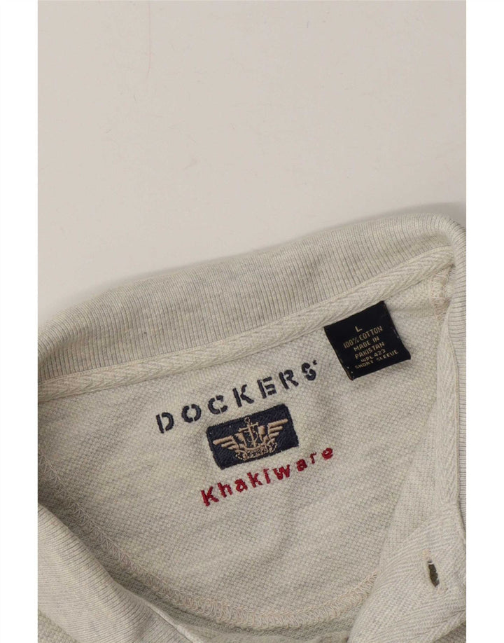 Dockers Mens Polo Shirt Large Grey Cotton
