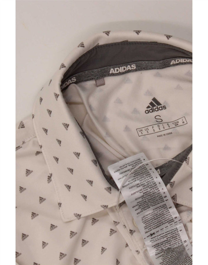 Adidas Mens Graphic Polo Shirt Small White Polyester