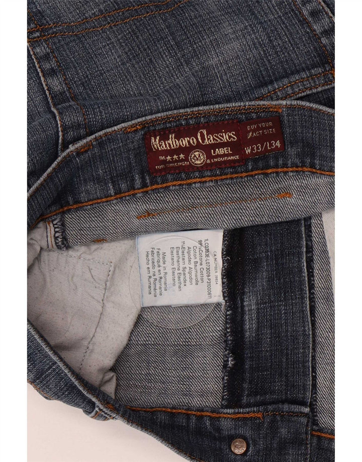 Marlboro Classics Mens Straight Jeans W33 L34 Blue Cotton