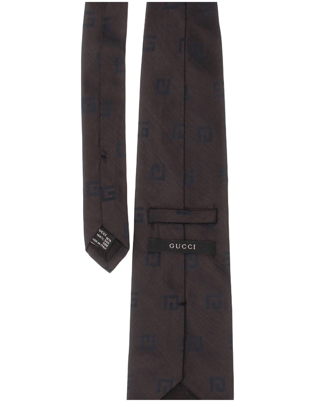 Gucci Mens Tie One Size Grey Silk Classic