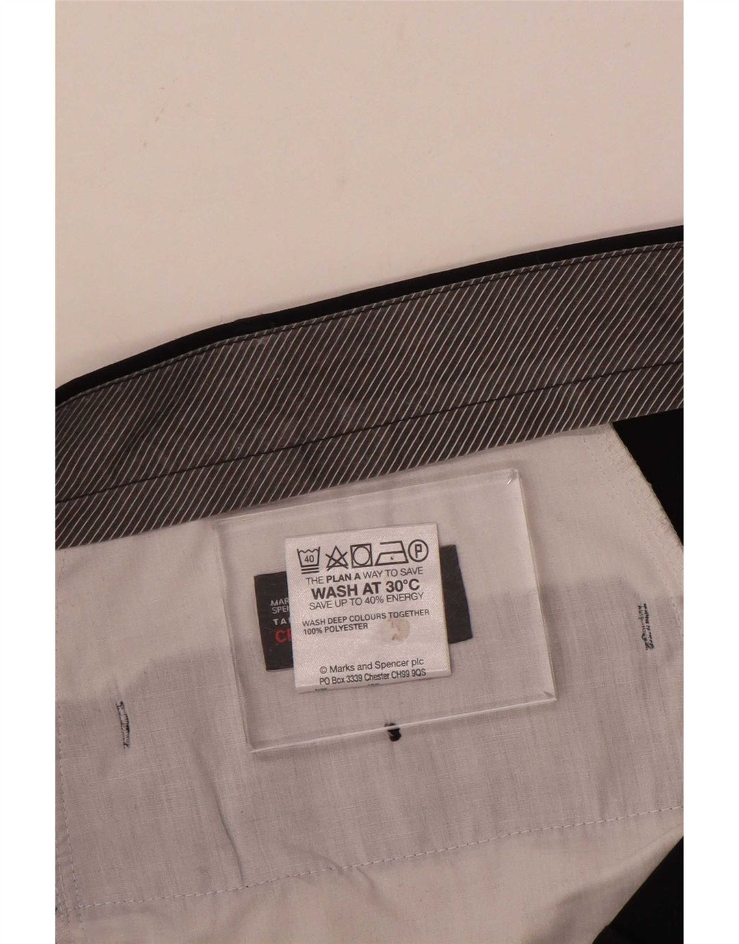 Marks & Spencer Mens Pegged Suit Trousers W40 L33 Navy Blue Polyester