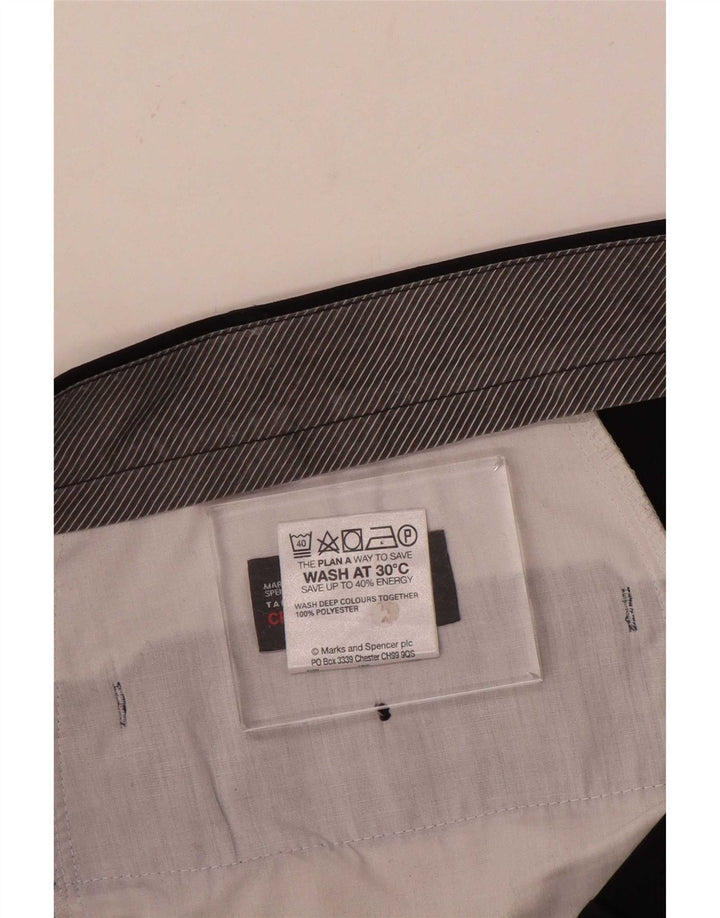 Marks & Spencer Mens Pegged Suit Trousers W40 L33 Navy Blue Polyester