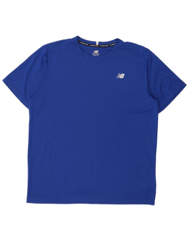 NEW BALANCE Mens T-Shirt Top XL Blue Polyester