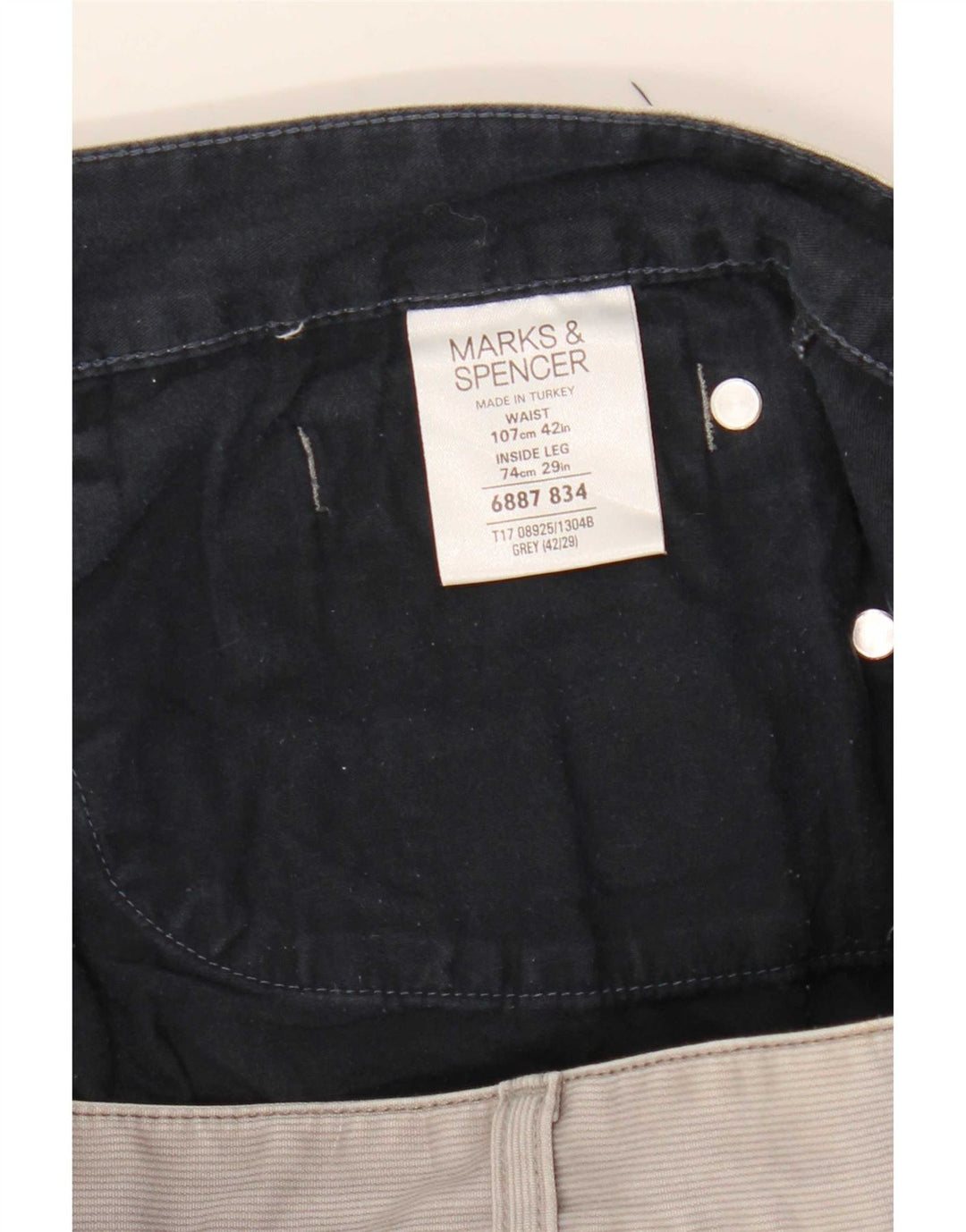 Marks & Spencer Mens Blue Harbour Straight Casual Trousers W42 L29 Grey