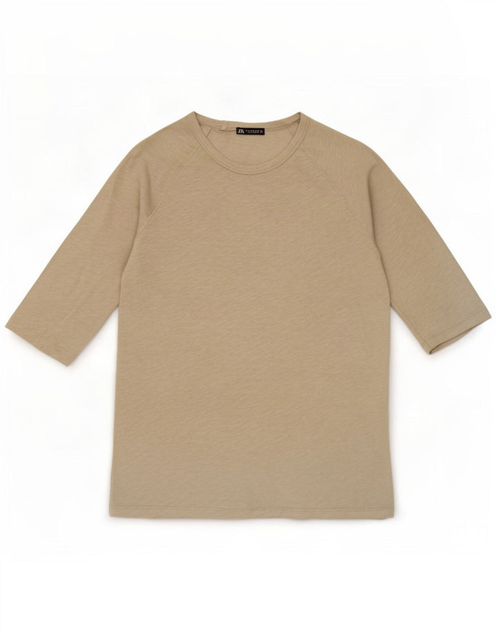 Zara Womens Top 3/4 Sleeve UK 12 Medium Grey Cotton