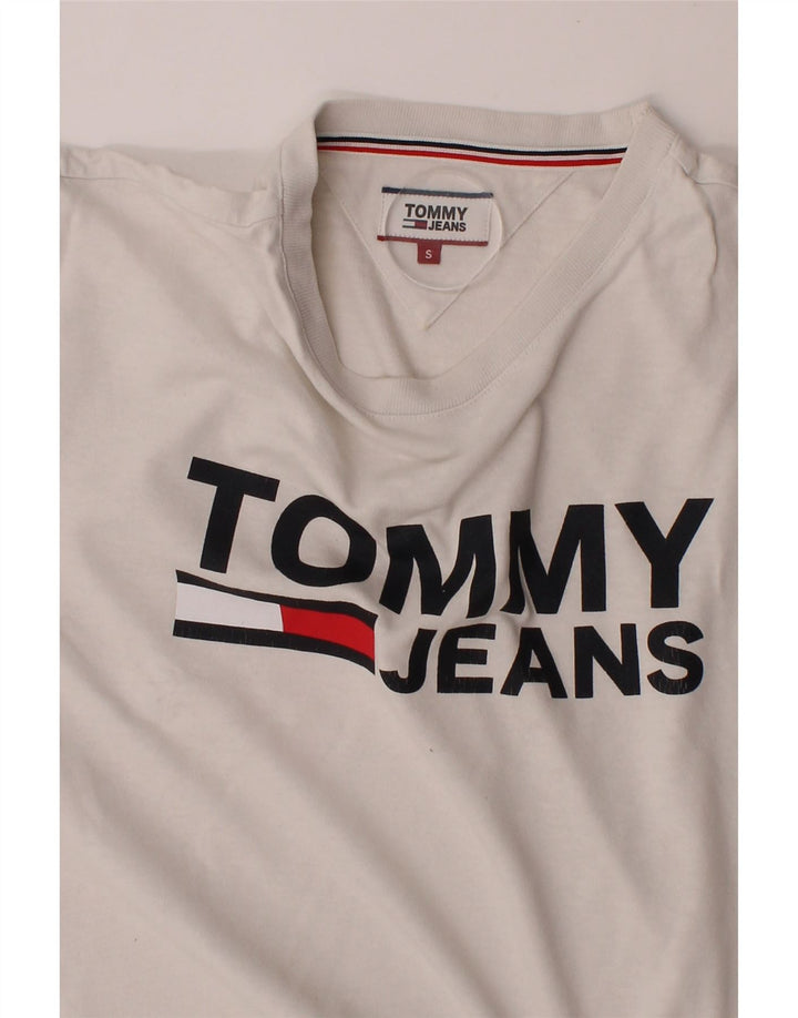 TOMMY HILFIGER Mens Graphic T-Shirt Top Small White Vintage Tommy Hilfiger and Second-Hand Tommy Hilfiger from Messina Hembry 