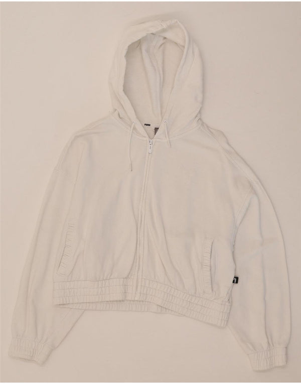 Puma Womens Crop Zip Hoodie Sweater UK 14 Medium White