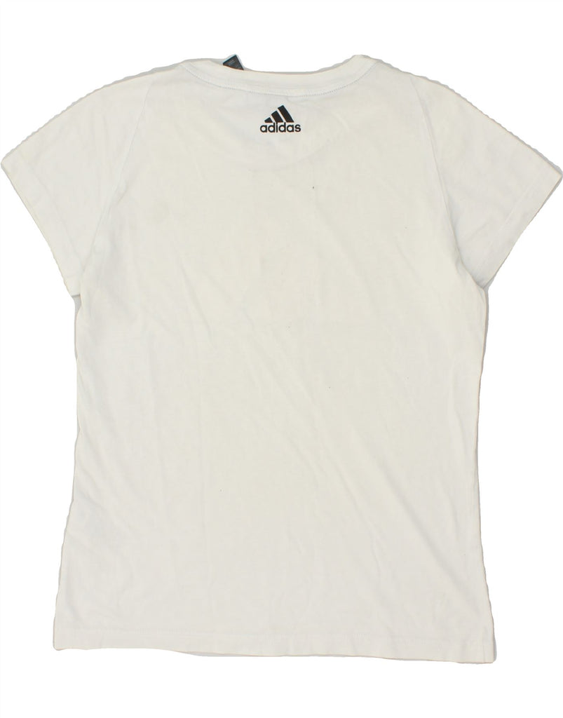ADIDAS Womens Graphic T-Shirt Top UK 8/10 Small White Cotton | Vintage Adidas | Thrift | Second-Hand Adidas | Used Clothing | Messina Hembry 