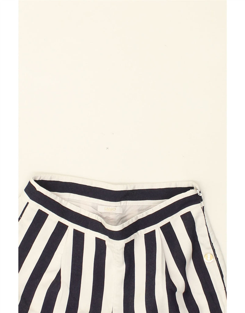 LIU JO Girls Wide Leg Capri Trousers 7-8 Years W22 L15 Navy Blue Striped | Vintage Liu Jo | Thrift | Second-Hand Liu Jo | Used Clothing | Messina Hembry 