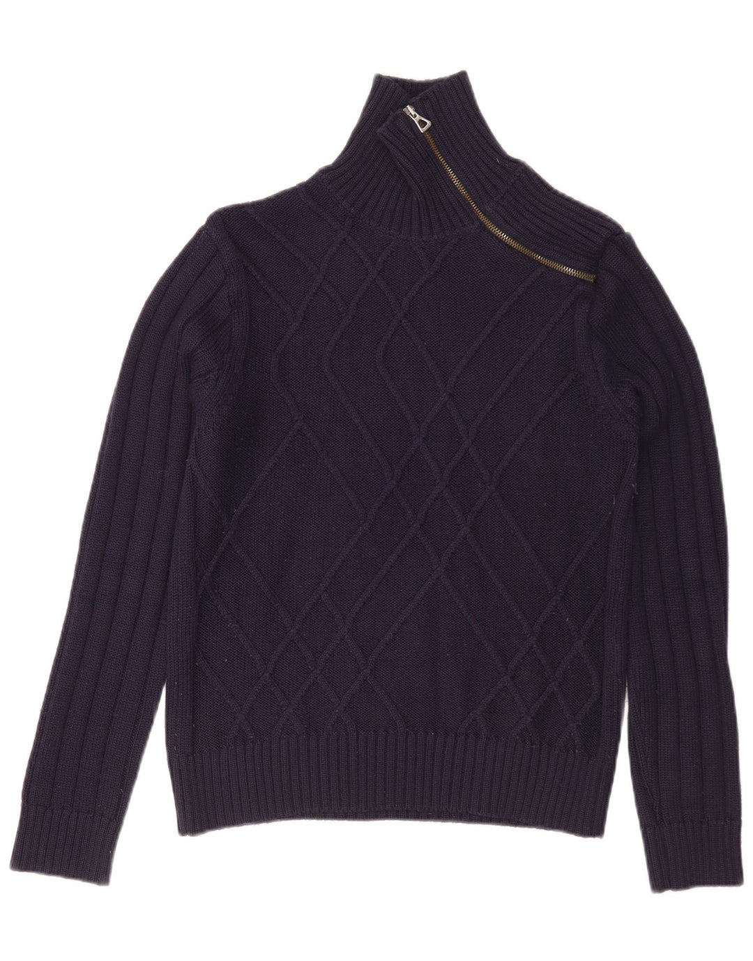 Nara Maglie Womens Zip Neck Jumper Sweater UK 14 Medium Navy Blue Wool