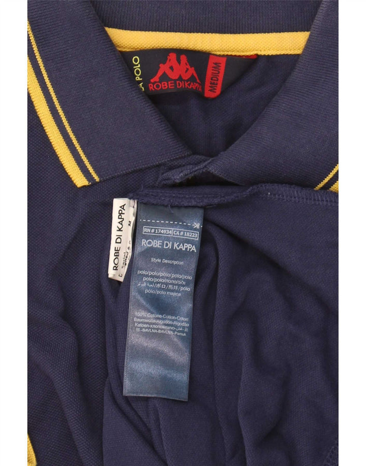 Kappa Mens Polo Shirt Medium Navy Blue Striped Cotton