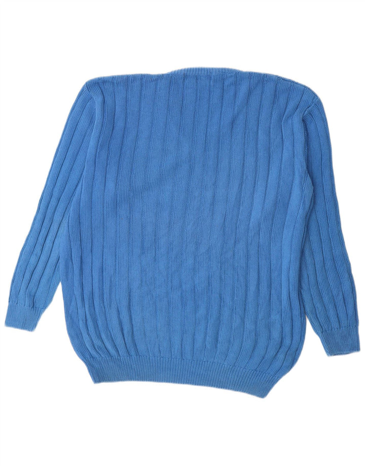 Vintage Mens V-Neck Jumper Sweater 2XL Blue Cotton