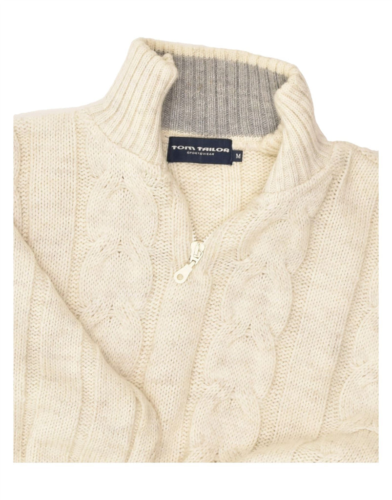 TOM TAILOR Mens Zip Neck Jumper Sweater Medium Grey Wool | Vintage Tom Tailor | Thrift | Second-Hand Tom Tailor | Used Clothing | Messina Hembry 