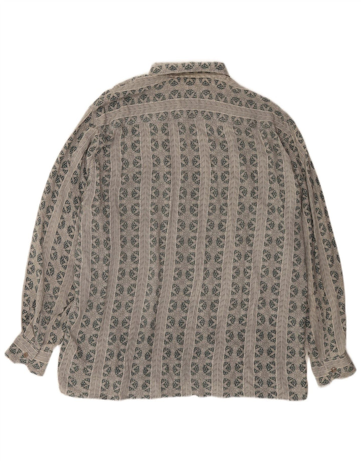Mash Mens Shirt Large Grey Floral Viscose