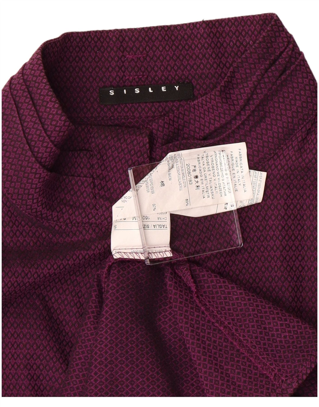 Sisley Womens Shirt Blouse UK 10 Small Purple Geometric Cotton