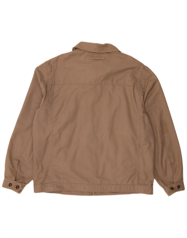 Marks & Spencer Mens Bomber Jacket UK 42 XL Beige Pinstripe Cotton