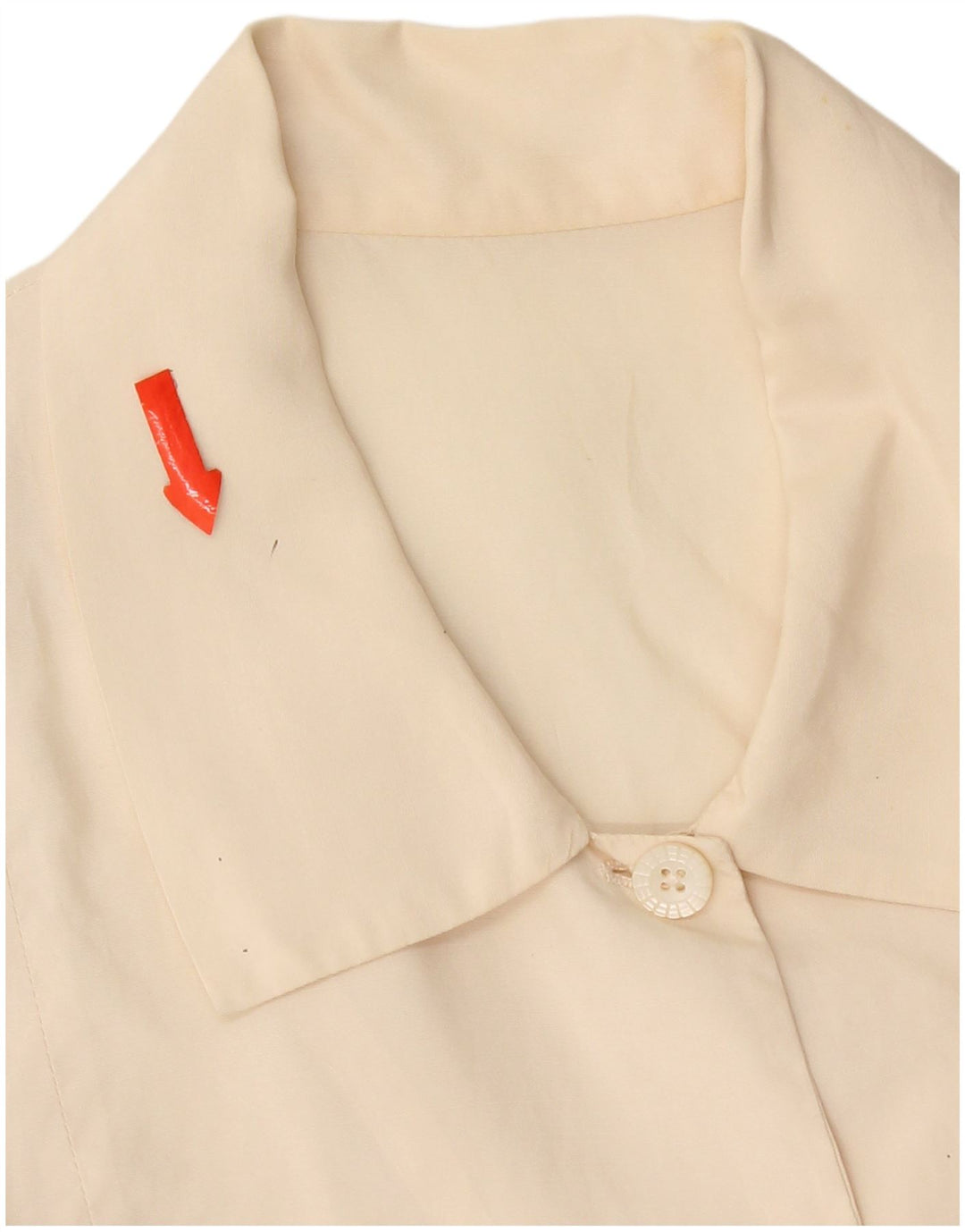 Vintage Womens Crop Shirt Blouse UK 14 Medium Beige
