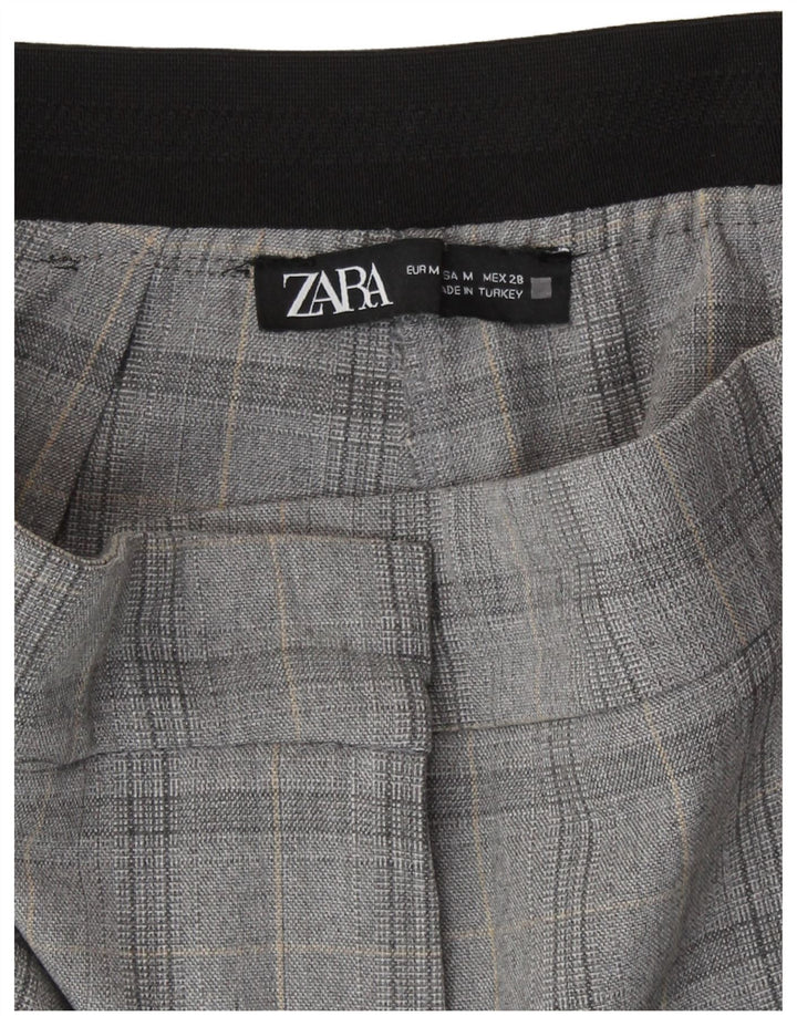 Zara Womens Slim Chino Trousers Medium W28 L27 Grey Check Polyester