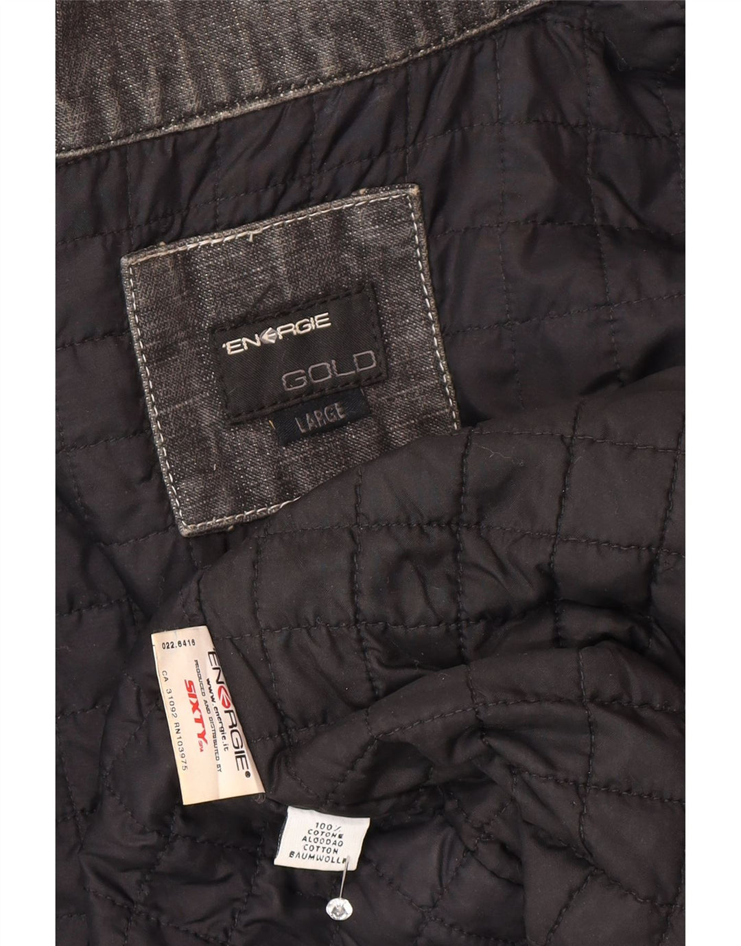 Energie Mens Denim Jacket UK 40 Large Grey Colourblock Cotton