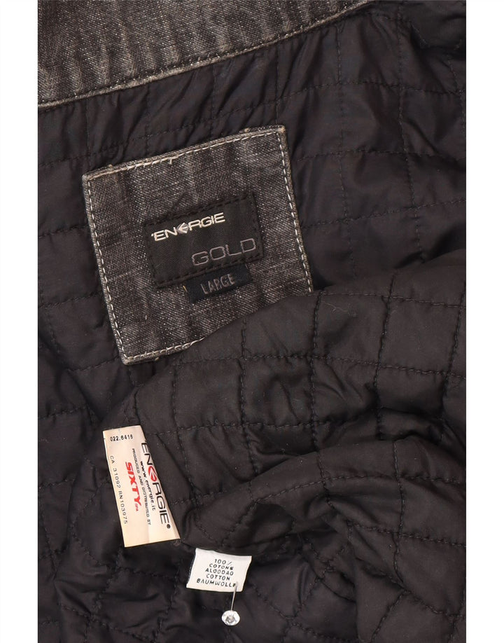 Energie Mens Denim Jacket UK 40 Large Grey Colourblock Cotton