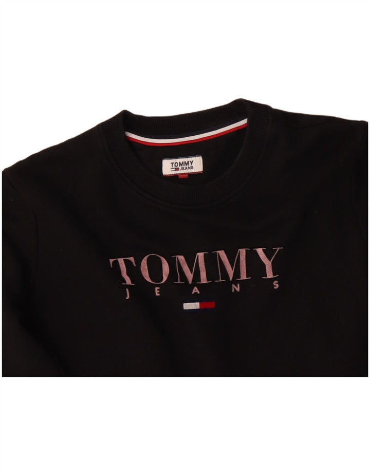 TOMMY HILFIGER Womens Oversized Sweatshirt Jumper UK 10 Small Black