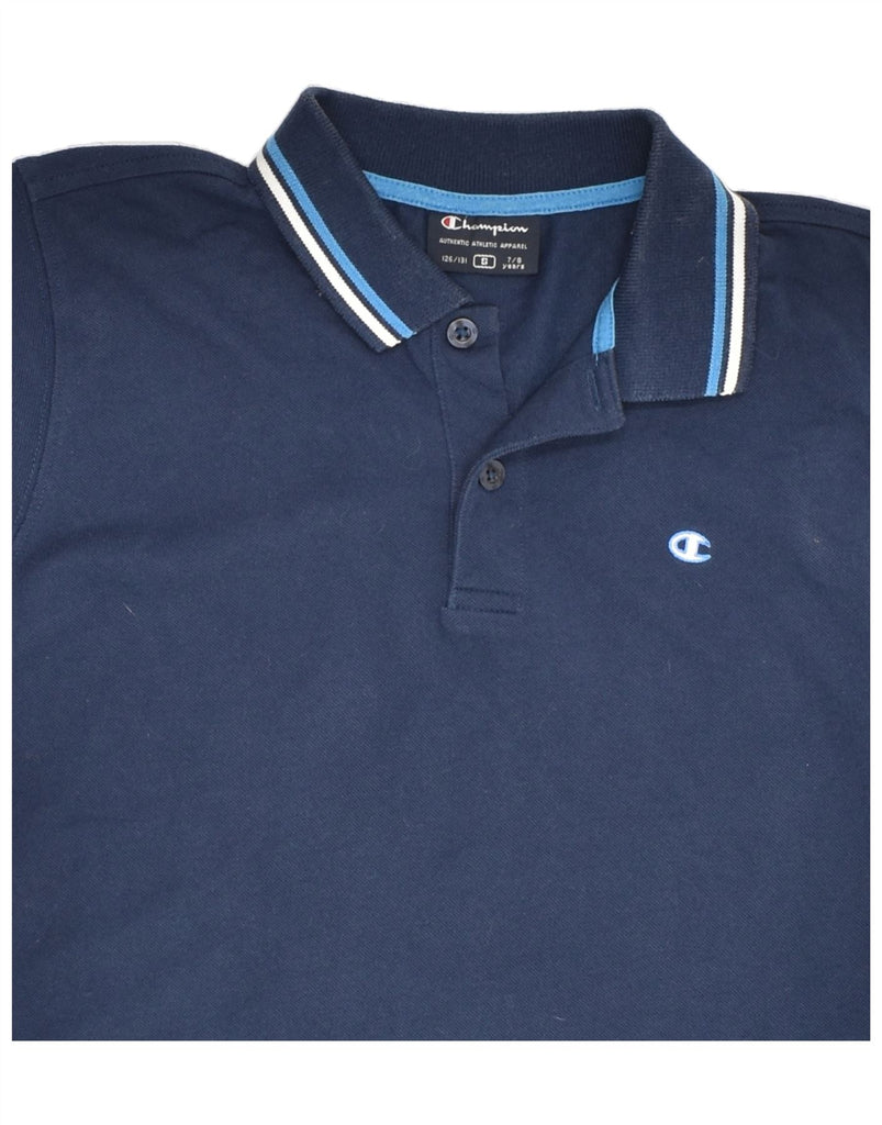 CHAMPION Boys Long Sleeve Polo Shirt 7-8 Years Small Navy Blue Cotton | Vintage Champion | Thrift | Second-Hand Champion | Used Clothing | Messina Hembry 