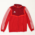 ADIDAS Boys Tracksuit Top Jacket 9-10 Years Red Colourblock Polyester Vintage Adidas and Second-Hand Adidas from Messina Hembry 