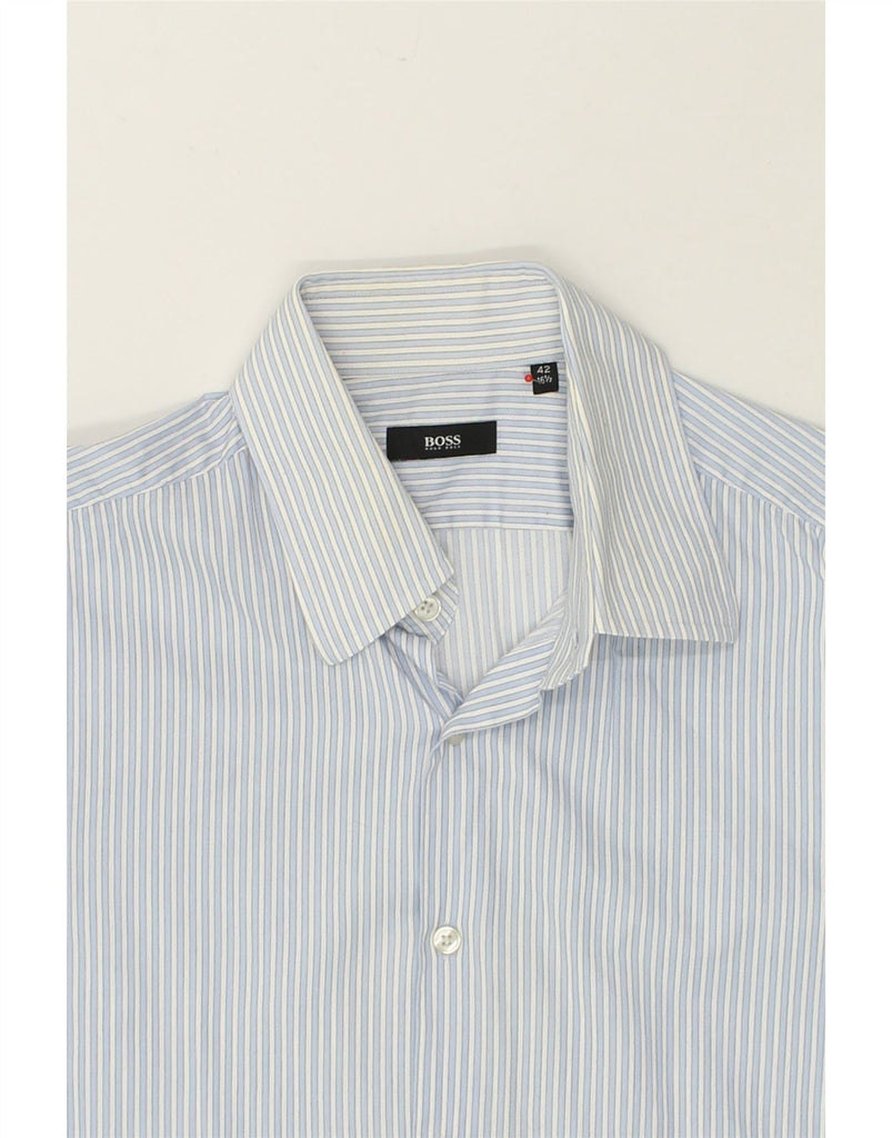 HUGO BOSS Mens Shirt Size 16 1/2 42 Large Blue Striped Cotton | Vintage Hugo Boss | Thrift | Second-Hand Hugo Boss | Used Clothing | Messina Hembry 