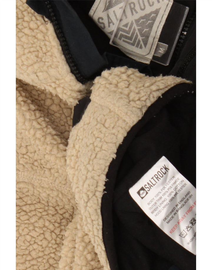 Saltrock Mens Hooded Fleece Jacket UK 38 Medium Beige Colourblock Polyester