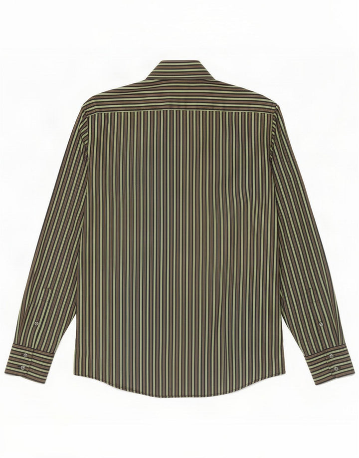 Ted Baker Mens Shirt Size 3 Medium Green Striped Cotton