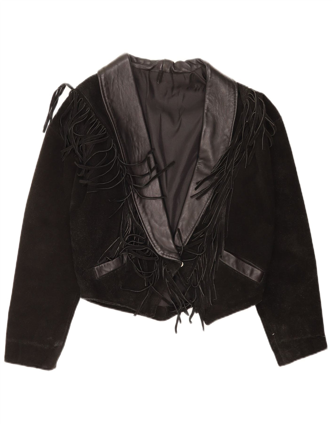 Vintage Womens Western Crop Suede Jacket UK 14 Medium Black