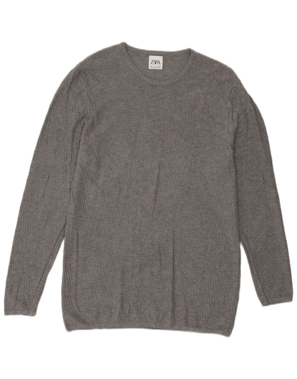 Zara Mens Crew Neck Jumper Sweater Large Grey