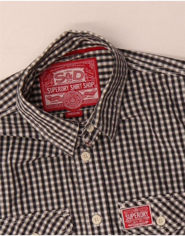 Superdry Mens Shirt Medium Black Gingham Cotton