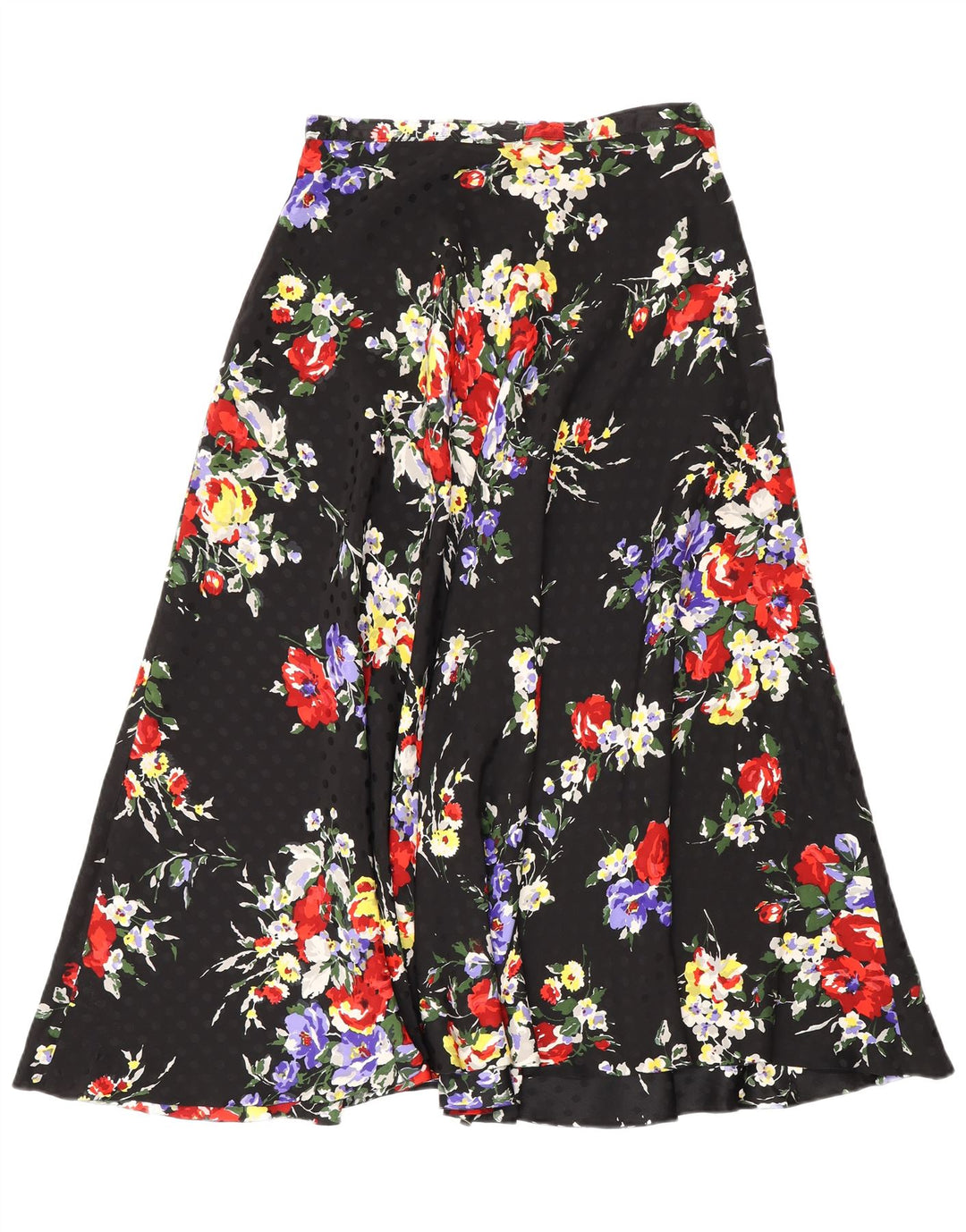 Vintage Womens Flared Skirt W26 Small Black Floral