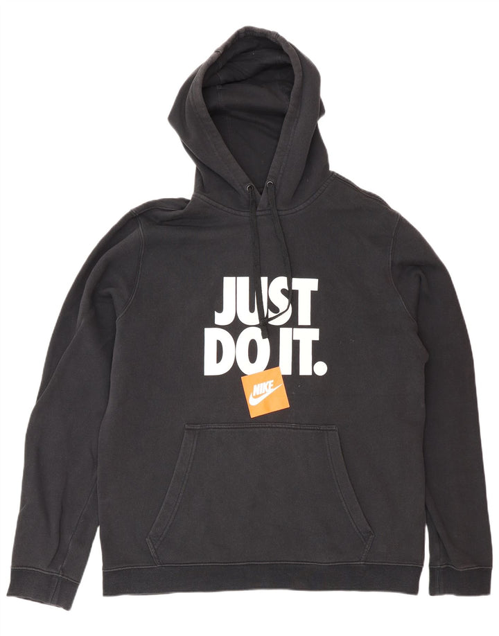 Nike Mens Graphic Hoodie Jumper Large Black Cotton