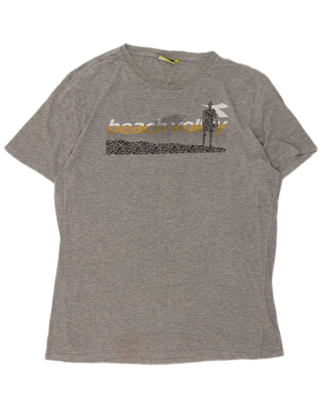 DIADORA Mens Graphic T-Shirt Top XL Grey Flecked Cotton