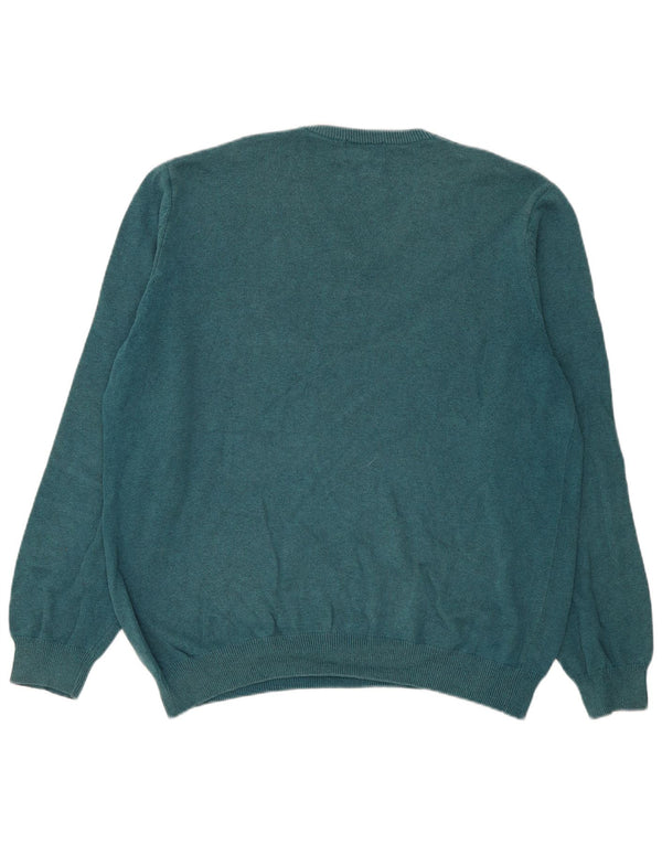 Marks & Spencer Mens V-Neck Jumper Sweater 2XL Blue Cotton