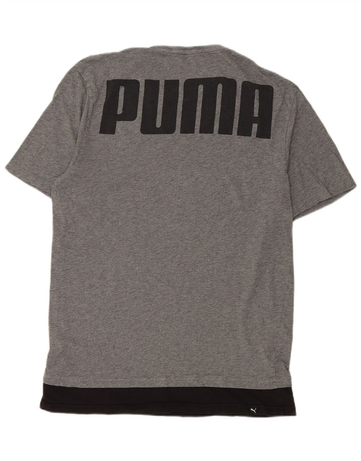 Puma Mens Graphic T-Shirt Top Medium Grey Colourblock Cotton