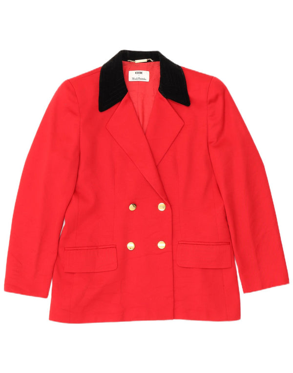 Chic Womens Double Breasted Blazer Jacket UK 18 XL Red Colourblock