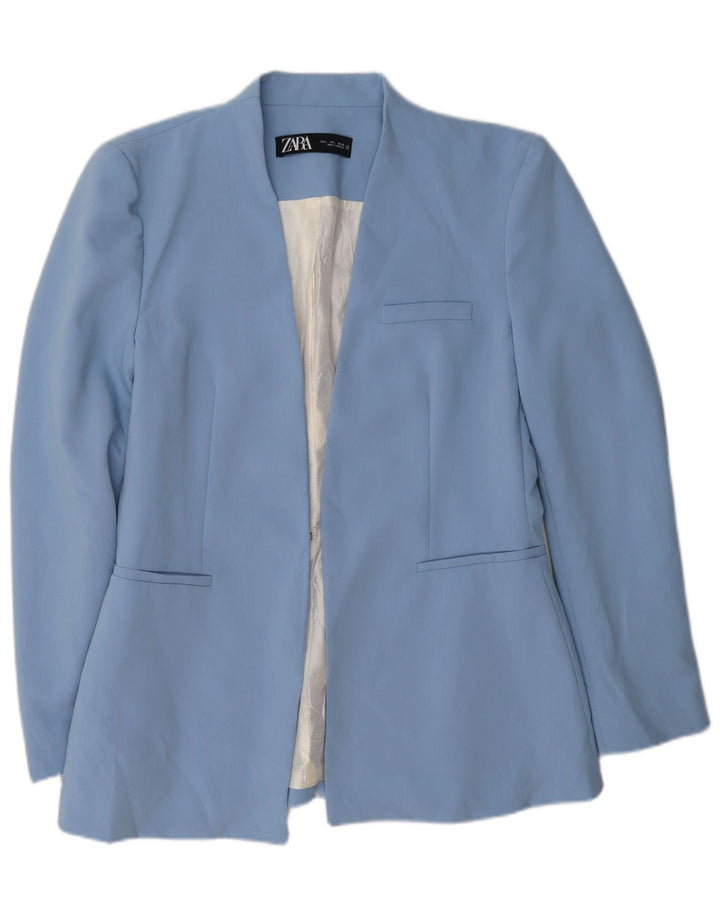 Zara Womens Blazer Jacket UK 16 Large Blue Polyester