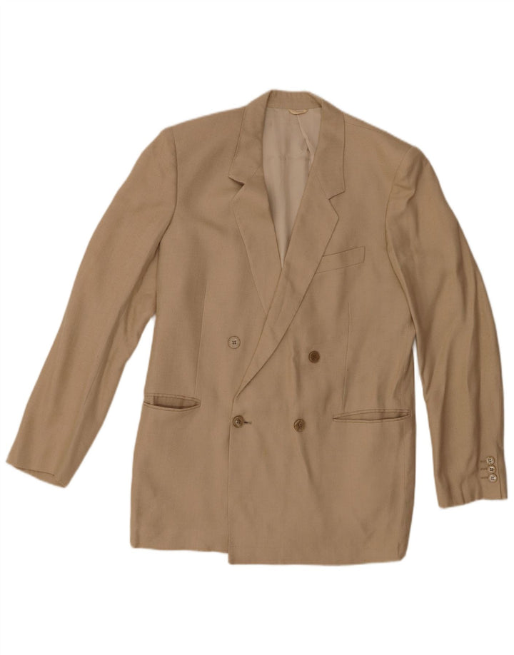Vintage Mens Double Breasted Blazer Jacket UK 36 Small Brown Wool
