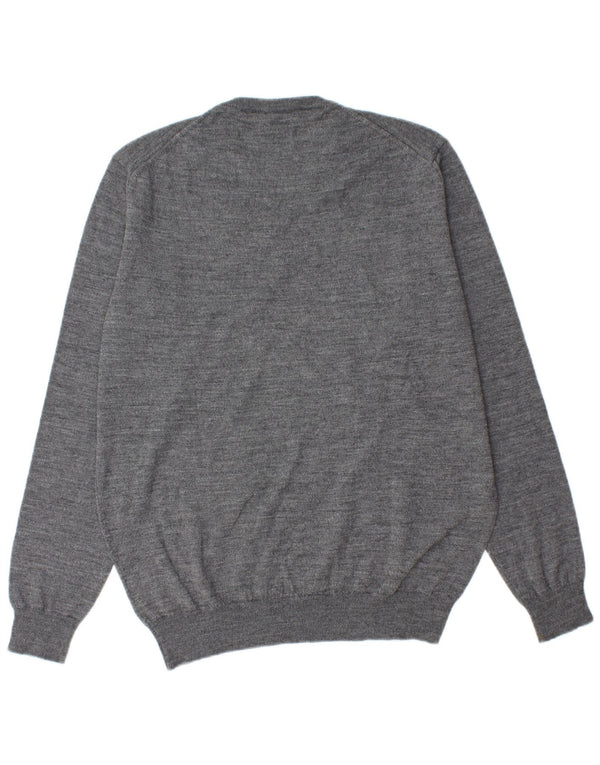 Dack's Mens V-Neck Jumper Sweater 2XL Grey Wool