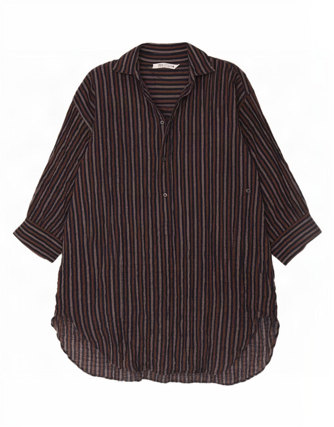 Zara Womens Oversized Pullover Shirt Dress UK 6 XS Multicoloured Striped