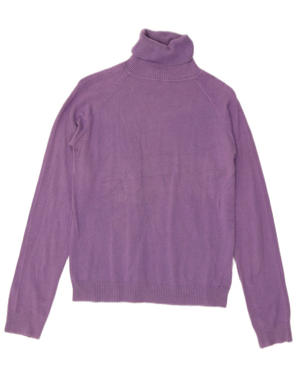Zara Womens Roll Neck Jumper Sweater UK 12 Medium Purple Cotton