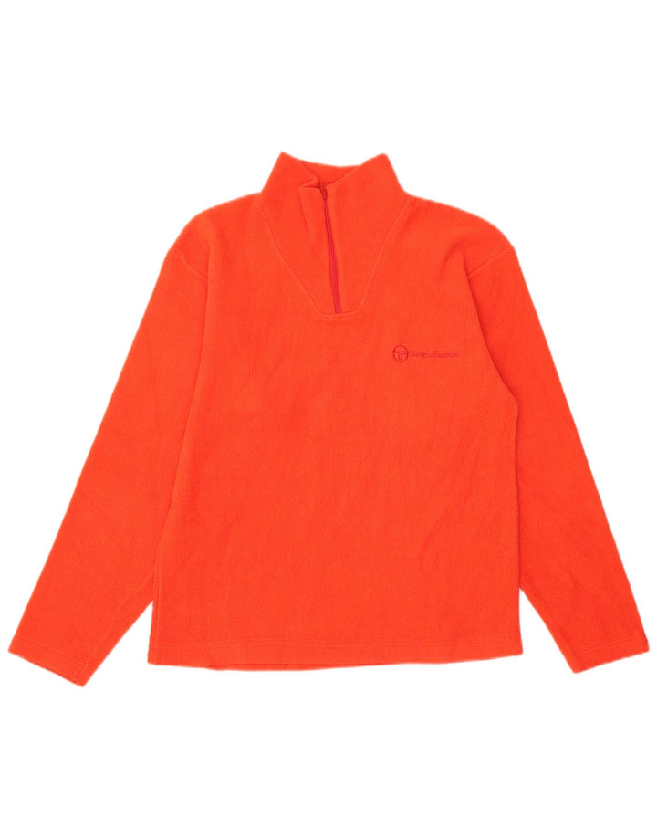 Sergio Tacchini Womens Zip Neck Fleece Jumper UK 14 Medium Orange