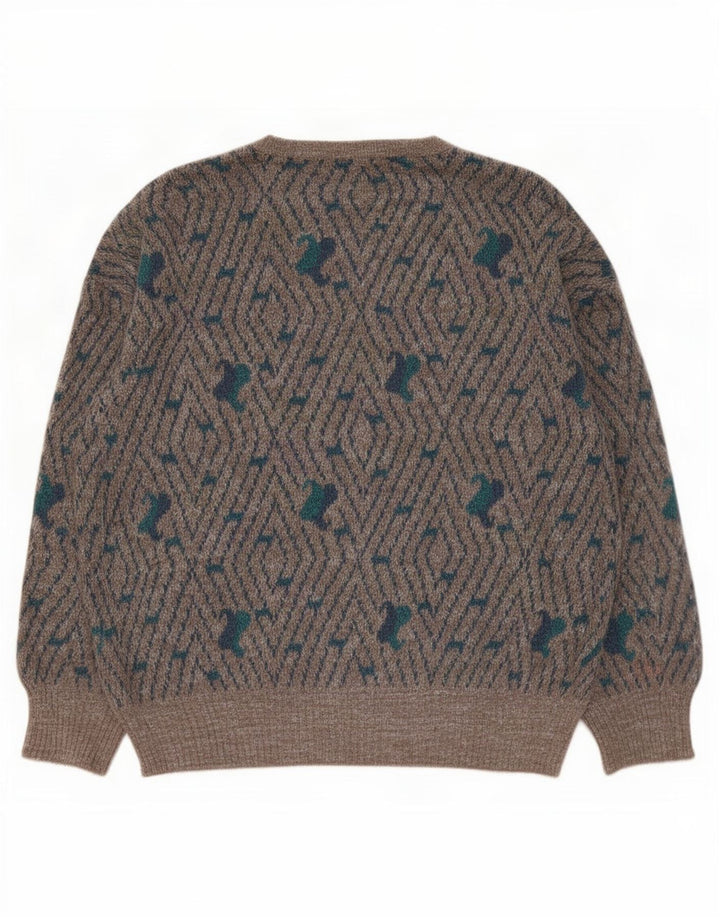 Mapier Mens Crew Neck Jumper Sweater Large Grey Geometric