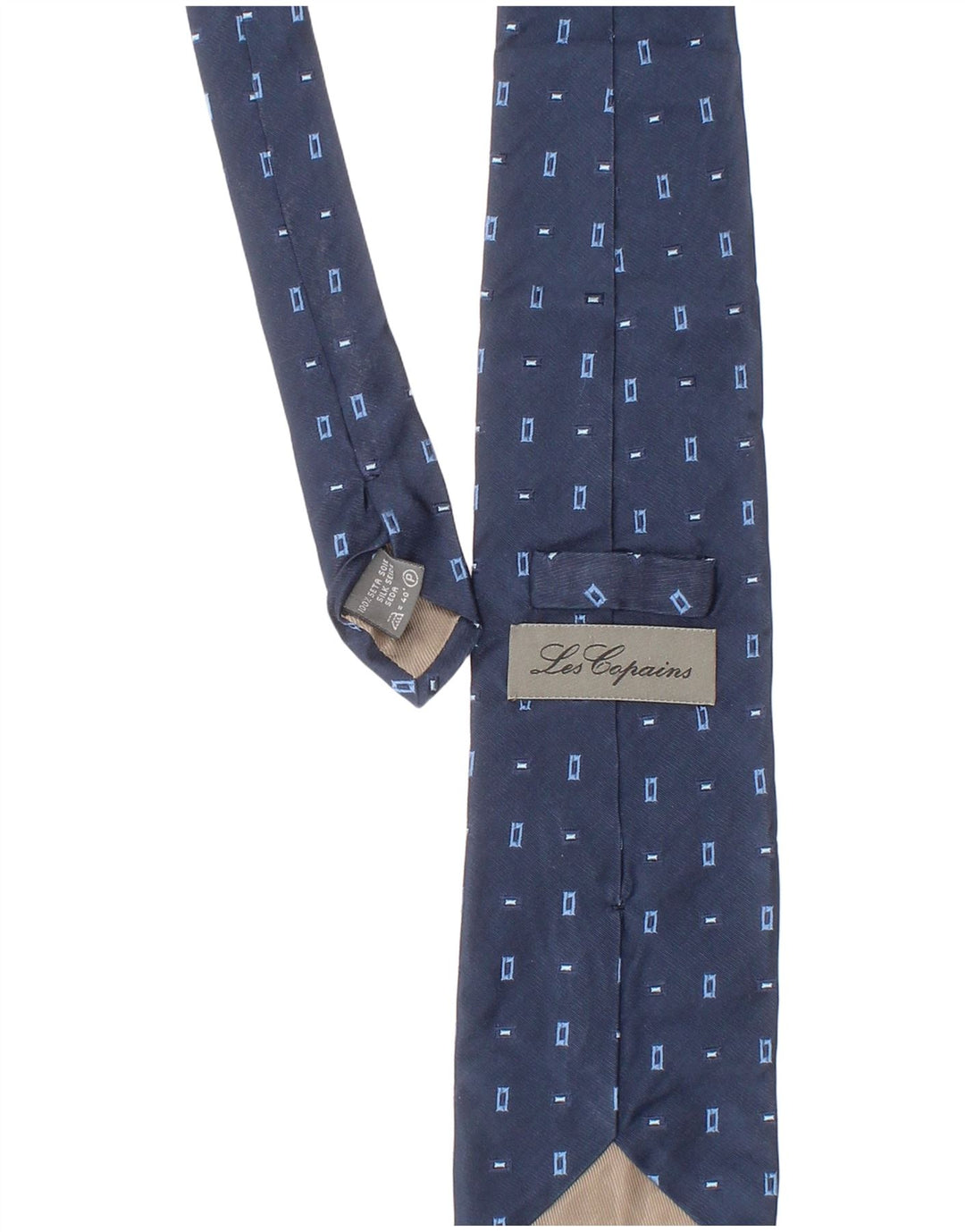 Les Copains Mens Tie One Size Blue Geometric Silk