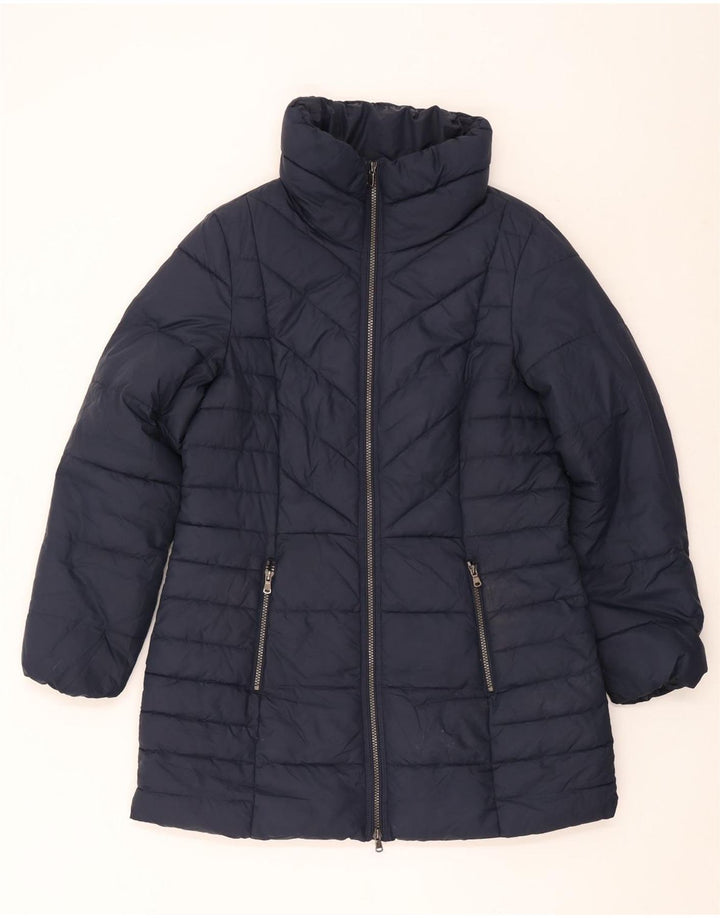 Marks & Spencer Womens Padded Coat UK 14 Large Navy Blue Polyester