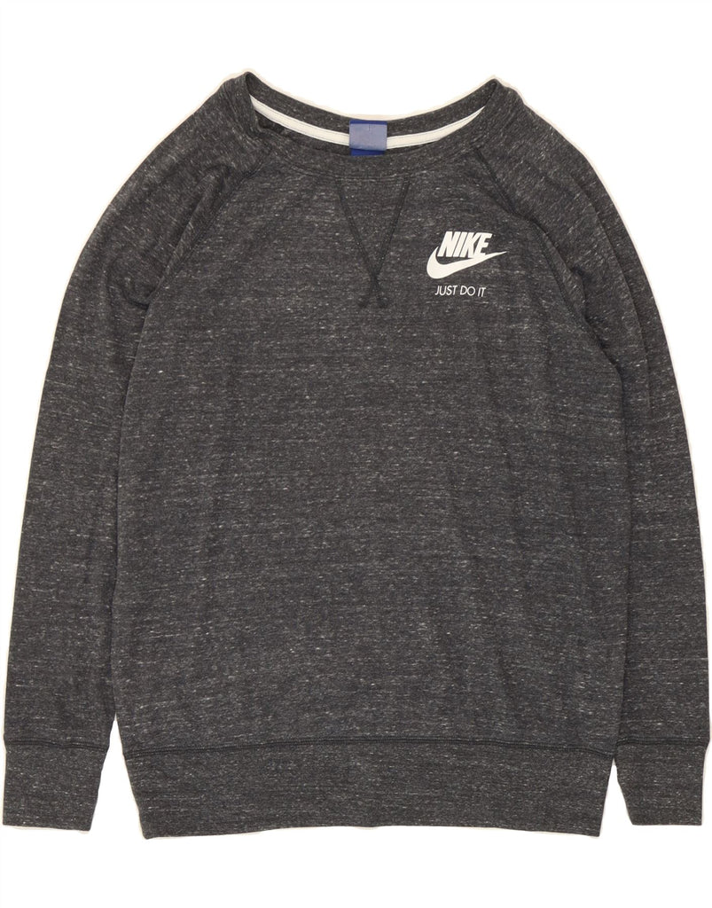 NIKE Womens Oversized Sweatshirt Jumper UK 16 Large Grey Flecked Cotton Vintage Nike and Second-Hand Nike from Messina Hembry 